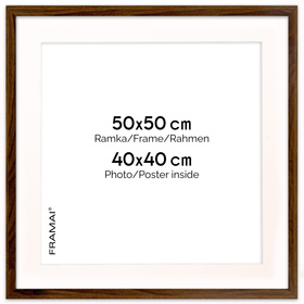 Ramka brązowa HEN PASS 4 z passe-partout – rozmiar 50X50 cm (okienko 40x40 cm)
