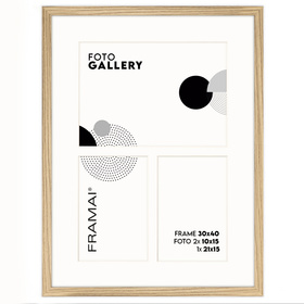 Foto Galeria 30x40 cm kolor dębowy - ramka z passe partout na 3 zdjęcia 10x15 cm 15x21 cm
