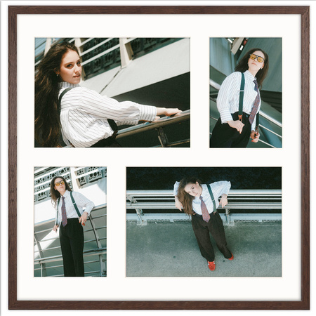 Foto Galeria 40x40 cm kolor brązowym - ramka z passe partout na 4 zdjęcia 10x15 cm i 15x21 cm
