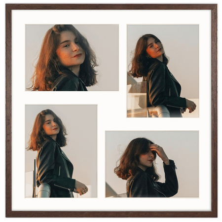 Brązowa Foto Galeria 40x40 cm - ramka z passe partout na 4 zdjęcia 13x18 cm