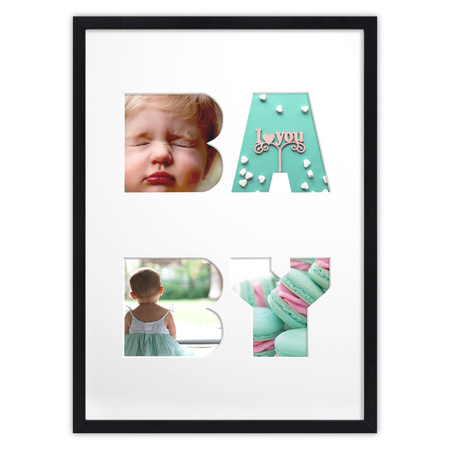 Ramka na zdjęcia BABY czarna. Ramka z passe partout o rozmiarze 30x40 cm