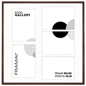 Foto Galeria 50x50 cm - ramka z passe partout na 5 zdjęć 15x21 cm brązowa