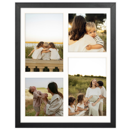Czarna Foto Galeria 24x30 cm - ramka z passe partout na 4 zdjęcia 10x15 cm 10x10 cm
