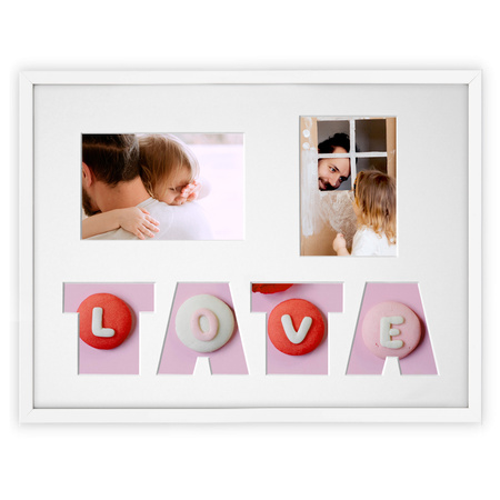 Ramka na zdjęcia TATA białe. Ramka z passe partout o rozmiarze 30x40 cm