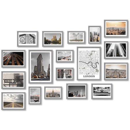 Zestaw szarych ramek na 18 zdjęć PINIA 05 GF0006