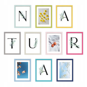 Pakiet 10 kolorowych ramek 21x30 cm