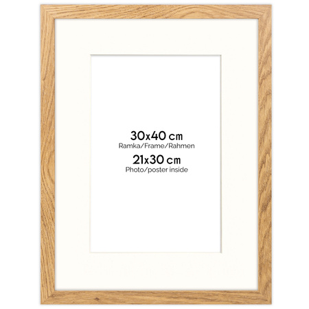 Ramka naturalna HEN PASS 01 z passe-partout – rozmiar 30x40 cm (21x30 cm)