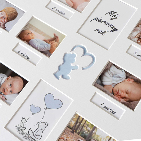 Ramka na zdjęcia PIERWSZY ROCZEK DZIECKA - CHŁOPIEC. Ramka z passe partout o rozmiarze 30x40 cm