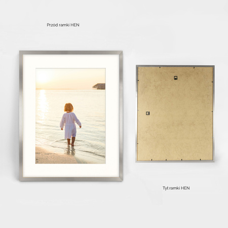 Ramka srebrna HEN PASS S z passe-partout – rozmiar 40x50 cm (okienko 30x40 cm)