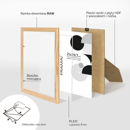 Pakiet ramek z drewna 5szt. RAW 21x29,7 cm