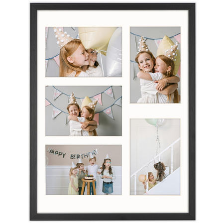 Foto Galeria 30x40 cm kolor czarny - ramka z passe partout na 5 zdjęcia 10x15 cm