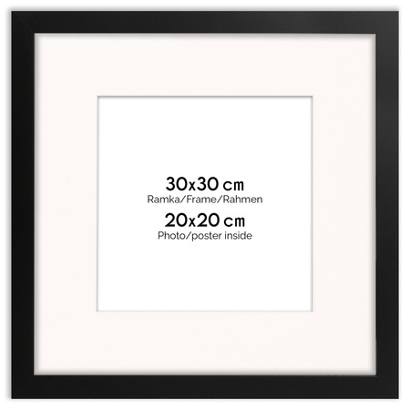 Ramka czarna HEN PASS 2 z passe-partout – rozmiar 30x30 cm (okienko 20x20 cm)