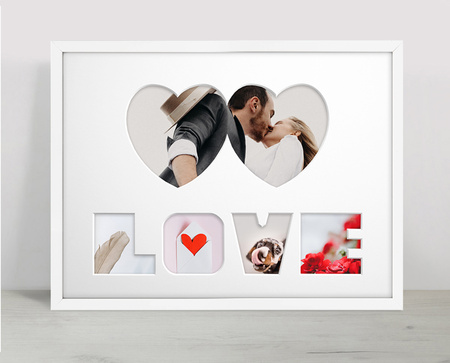 Ramka na zdjęcia LOVE - BIAŁA. Ramka z passe partout o rozmiarze 30x40 cm