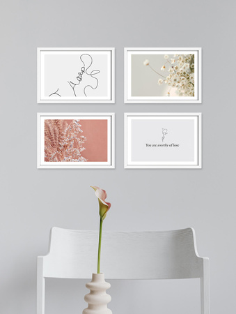 Zestaw białych ramek na 4 zdjęcia PINIA 1 GF0016