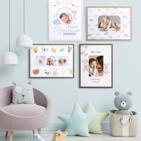 Ramka do pokoju dziecięcego - Drewniana Ramka z kolorowym passe partout o rozmiarze 30x40 cm