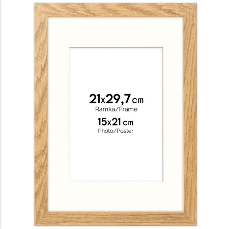 Ramka naturalna HEN PASS 01 z passe-partout – rozmiar 21x29,7 cm (okienko 15x21 cm)