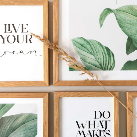 Zestaw plakatów Green Start w ramkach w kolorze naturalnego drewna