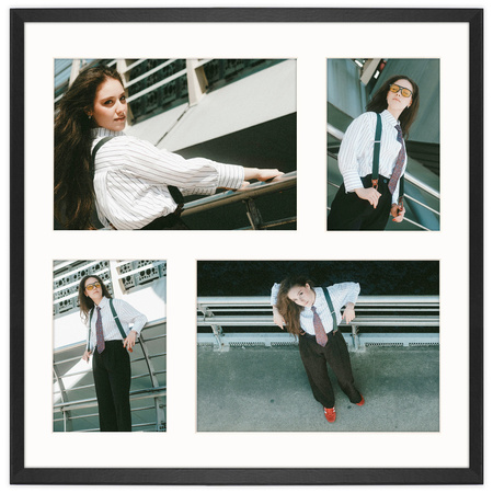 Foto Galeria 40x40 cm kolor czarny - ramka z passe partout na 4 zdjęcia 10x15 cm i 15x21 cm