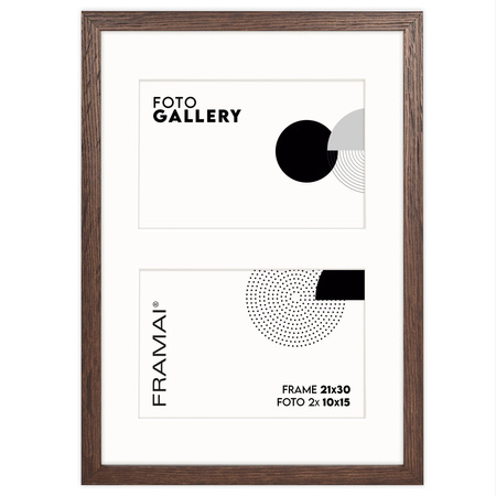 Brązowa Foto Galeria 21x30 cm - ramka z passe partout na 2 zdjęcia 10x15 cm