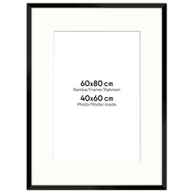 Ramka czarna HEN PASS 2 z passe-partout – rozmiar 60x80 cm (okienko 40x60 cm)