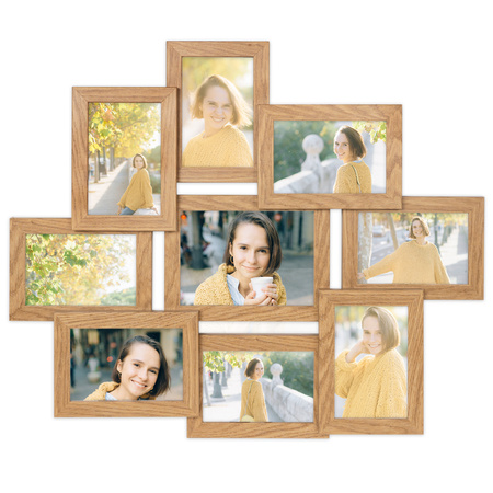 Multirama na 9 zdjęć MULTI HEN 01 ramka na zdjęcia w kolorze dębowym
