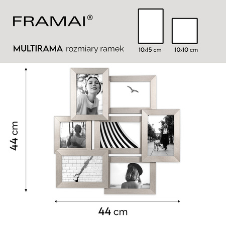 Multirama na 7 zdjęć MULTI HEN S ramka na zdjęcia - srebrna