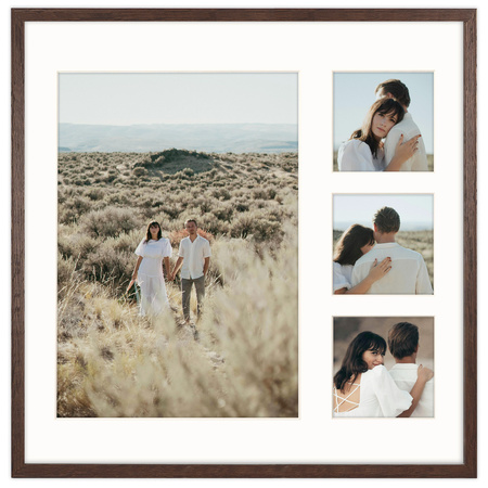 Foto Galeria 40x40 cm kolor brązowy - ramka z passe partout na 4 zdjęcia 21x30 cm i 9x9 cm