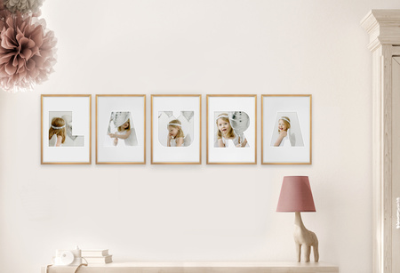 Ramka LITERKA "Z" Jasne Drewno. Ramka z passe partout o rozmiarze 21x30 cm