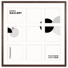 Foto Galeria 40x40 cm - ramka z passe partout na 9 zdjęć 10x10 cm kolor brązowy