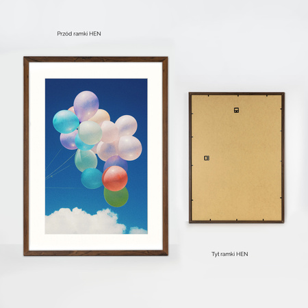 Ramka brązowa HEN PASS 4 z passe-partout – rozmiar 50x70 cm (okienko 40x60 cm)