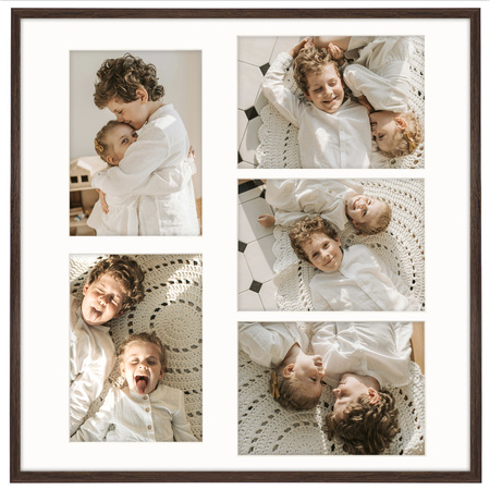 Foto Galeria 50x50 cm - ramka z passe partout na 5 zdjęć 15x21 cm brązowa