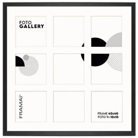 Foto Galeria 40x40 cm - ramka z passe partout na 9 zdjęć 10x10 cm kolor czarny