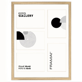 Foto Galeria 30x40 cm kolor dębowy - ramka z passe partout na 5 zdjęcia 10x15 cm