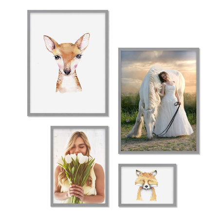 Zestaw szarych ramek na 4 zdjęć PINIA 05 GF0008