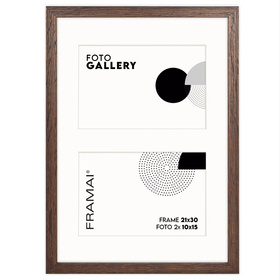 Brązowa Foto Galeria 21x30 cm - ramka z passe partout na 2 zdjęcia 10x15 cm
