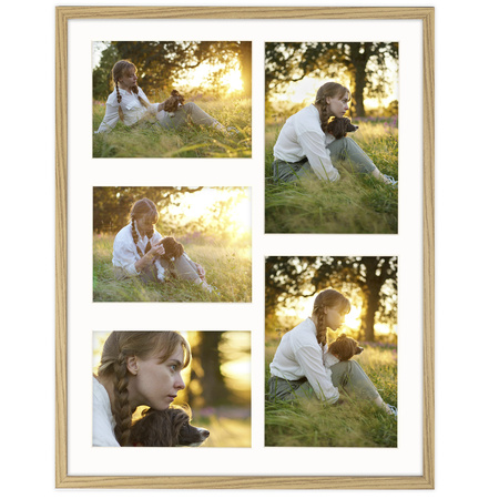 Foto Galeria 40x50 cm - ramka z passe partout na 5 zdjęć 13x18 cm 15x21 cm kolor dębowy