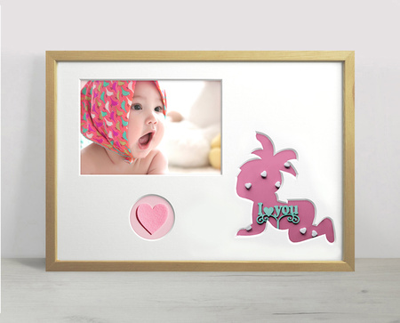 Ramka na zdjęcia do pokoju dziecięcego jasne drewno. Ramka z passe partout o rozmiarze 21x30 cm