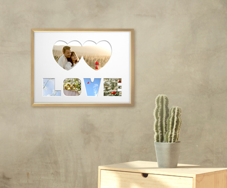 Ramka na zdjęcia LOVE - jasne drewno. Ramka z passe partout o rozmiarze 30x40 cm