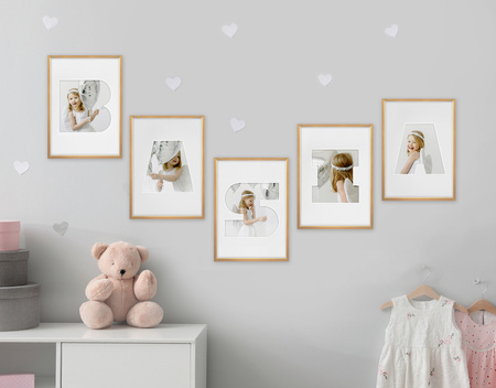 Ramka LITERKA "X" Jasne Drewno. Ramka z passe partout o rozmiarze 21x30 cm