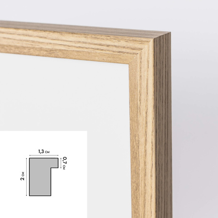 Ramka na weselną pamiątkę z passe partout 50x70 cm - kolor dąb
