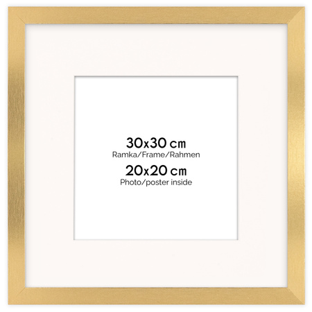 Ramka złota HEN PASS Z z passe-partout – rozmiar 30x30 cm (okienko 20x20 cm)