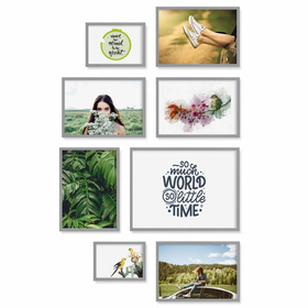 Zestaw szarych ramek na 8 zdjęć PINIA 05 GF0009