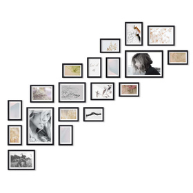 Zestaw czarnych ramek na 19 zdjęć PINIA 2 GF0036 R