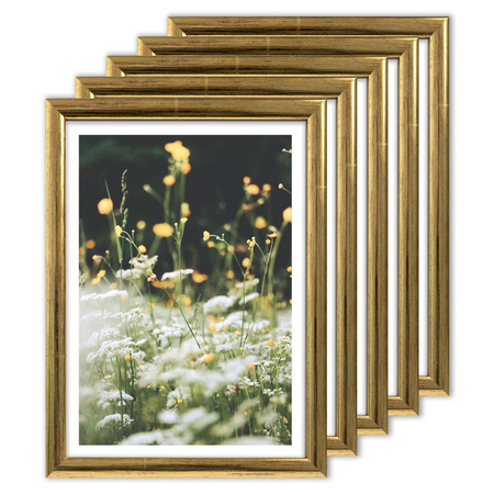 Pakiet złotych ramek drewnianych 5szt 21x30 cm HIT 1 Z