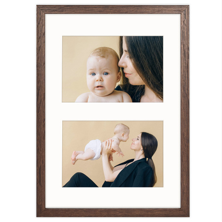 Brązowa Foto Galeria 21x30 cm - ramka z passe partout na 2 zdjęcia 10x15 cm