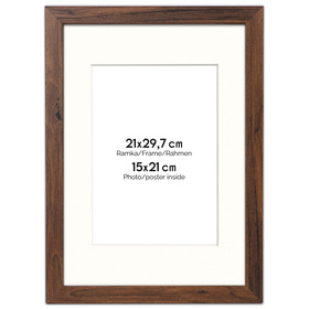 Ramka brązowa HEN PASS 4 z passe-partout – rozmiar 21x29,7 cm (okienko 15x21 cm)