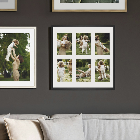 Foto Galeria 40x40 cm - ramka z passe partout na 6 zdjęć 10x15 cm kolor czarny