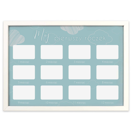 Ramka na zdjęcia kalendarz MÓJ PIERWSZY ROCZEK - CHŁOPIEC. Ramka z passe partout o rozmiarze 21x30 cm