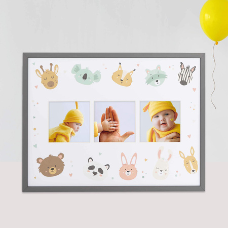 Ramka do pokoju dziecięcego - Drewniana Ramka z kolorowym passe partout o rozmiarze 30x40 cm