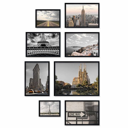 Zestaw czarnych ramek na 8 zdjęć PRESTO 2 GF0009